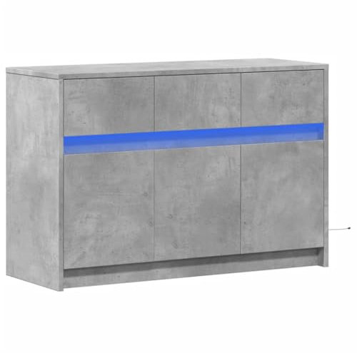 Meuble TV avec LED gris béton 91x34x61 cm bois d ingénierie