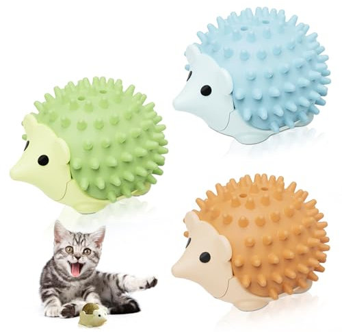 SUPRROW Pelota de hierba gatera para gatos – Bolas de pared giratorias, juguete para gatos con piedra para fugas, 3 unidades