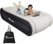YITAHOME Luxus-Luftbett mit integriertem Kissen & eingebauter elektrischer Pumpe, aufblasbare Matratze, schnelles Selbstaufblasen/Ablassen der Luft, Luftbett für Gäste, Camping, Einzelgröße, Grau