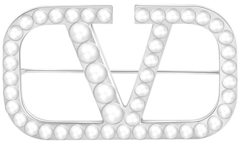 Perle Brosche,CC Brosche,Silber Brosche,Damen CC Brosche,Buchstabe V Brosche,Modern Brosche,Große Broschen für Kleidung Brief Brosche,Dupe,Ideal Geschenk für Frauen,ideal für Geburtstage,Weihnachten