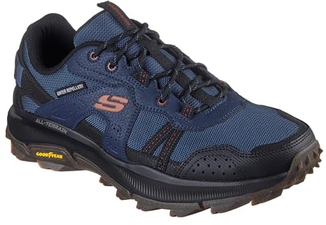 Skechers Herren Equalizer 5.0 Trail Solix Creek Sneaker, Marineblaues Leder, Textil, schwarzer Besatz, 42 EU