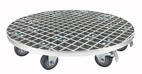 Robuster 43 cm großer Metall-Pflanzkorb mit Rädern, runder Blumentopfständer für drinnen und draußen, robuster Eisen-Pflanzwagen mit Rollen für einfache Mobilität