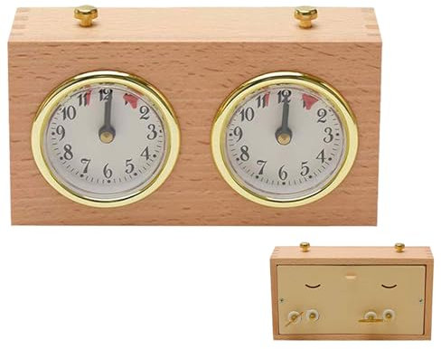 Hbbgdiy Timer des échecs Horloge d'échecs en Bois analogique Jeu mécanique tempor
