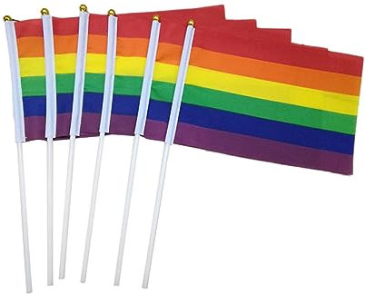 KONTONTY Stück Kleine Gay-Stockflaggen Handgehaltene Mehrfarbige Fahnen Uv-Beständige Partydekorationen für Paraden und Festivals