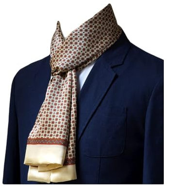 UK_Stone Halstuch Herren 100% Seide Schal Vintage Pattern Seidenschal Herrenschal, (#15)