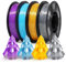 EONO Silk TPU Filament 1.75mm 4×250g Flexibles TPU mit Seidenglanz – Shore 95A – Gold, Silber, Blau, Lila – Glänzendes & Elastisches 3D Drucker Filament