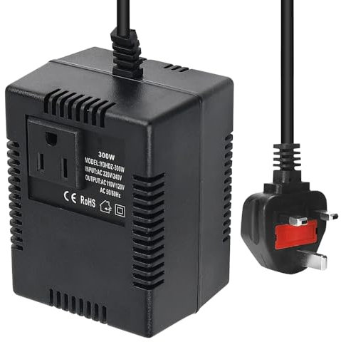 Step Down Transformer 220V/240V to 110V120V, 300W US to UK Voltage Converter, Step Down Voltage Converter US to UK, 220V To 110V Converter for Travel Hotel Household, Intelligent and Efficient