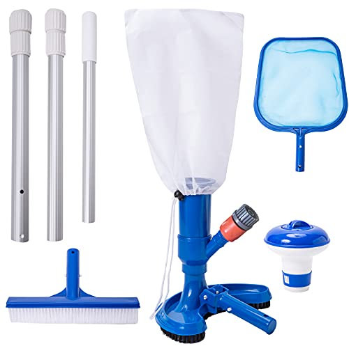 YSMJ Aspiradora portátil de mano para alberca con 3 secciones para mantenimiento de piscina, ideal para limpiar sobre el suelo, piscinas inflables, spa, jacuzzi, incluye cepillo para piscina, red de