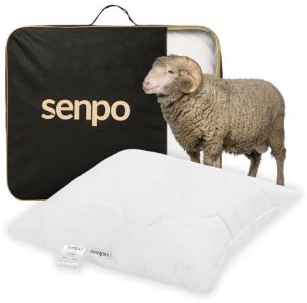 Senpo Melodia Kopfkissen 50x60, 100% Merino Wolle, Baumwolle Bezug, natürlich & atmungsaktiv, Oeko-Tex Zertifiziert