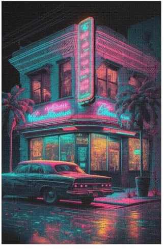 1000 Teile Puzzle Für Jungen Und Mädchen, Standard-Puzzles Auto vor der Bar, Familienspiele, 78×53cm