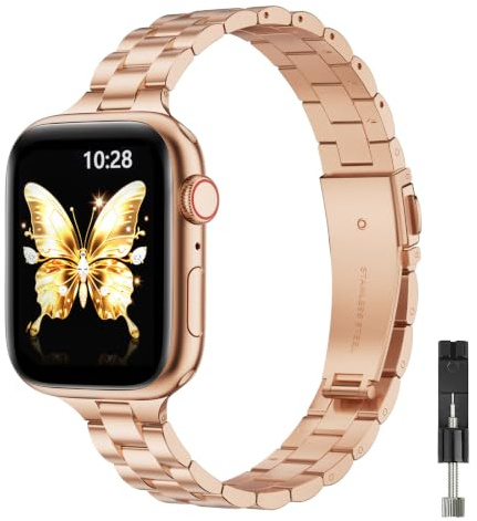 GEARYOU Armband Kompatibel Apple Watch Armband 49mm 46mm(Series 11 10) 45mm 44mm 42mm(Series 1 2 3) Herren Damen,Slim Edelstahlarmband für iWatch Series 11/10/9/8/7/6/5/4,SE 3 2 1,Ultra 3 2 1
