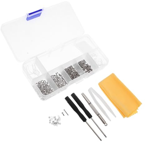 Ipetboom Brillenreparaturset Tragbares Werkzeug mit Aufbewahrungsbox mit Schrauben und Schraubendrehern aus Metall und Kunststoff zur Reparatur von Sonnenbrillen und Halbrandbrillen
