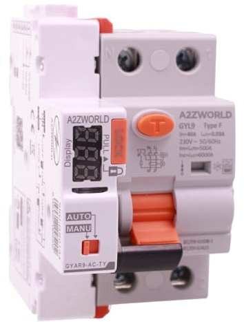 Interrupteur Différentiel Connecté WiFi Type F 16A 30mA, Réenclenchement Auto, APP Tuya Smart Life, 1P+N 6kA, 3 Modules