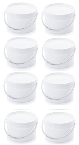 8X Eimer 3,0l mit Deckel * lebensmittelecht, Originalitätsverschluss 3l 8er Set