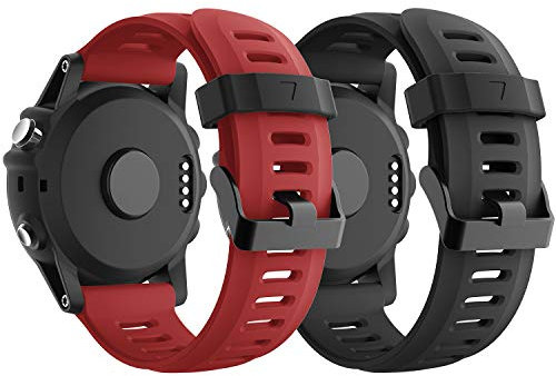 Supore Weiches atmungsaktives Silikon-Ersatzarmband kompatibel mit Fenix 3 / Fenix 3 HR/Fenix 5X / Fenix 6X / Fenix 6X Pro, Schwarz und Dunkelrot, Sportlich