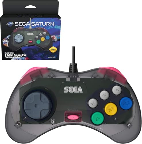 Retro-Bit Official SEGA Saturn Control Pad - Slate Grey