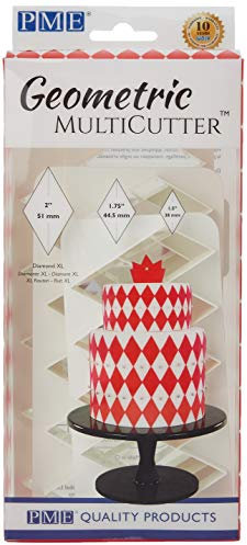 PME GMC164 Geometric Multicutters for Cake Design-Diamond Size, Set of 3 Geometrischer Ausstechformen, Diamant XL, kleinstückigem, mittelgroßer und großformatigen, ABS Kunststoff, 3er Set