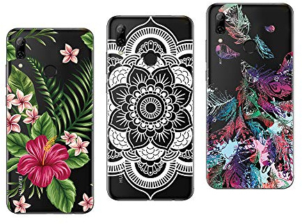 NOVAGO Compatible avec Huawei P Smart 2019, Honor 10 Lite -Pack de 3 Coques Souples Solides avec Impression de qualité (3 Coques, Multicolore 2)