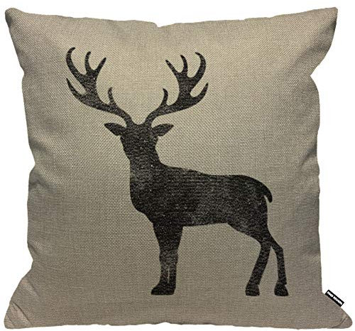 HGOD DESIGNS Kissenbezug, Vintage-Stil, Hirschgeweih, dekorativ, für Herren/Damen, Wohnzimmer, Schlafzimmer, Sofa, Stuhl, 45 x 45 cm
