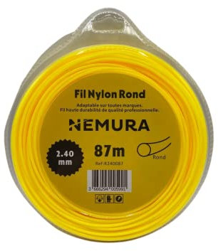 Nemura Fil Débroussailleuse Rond Ø: 2,40mm, L: 87m - Compatible avec d'autres marques - Haute durabilité - Qualité professionnelle - Marque Française