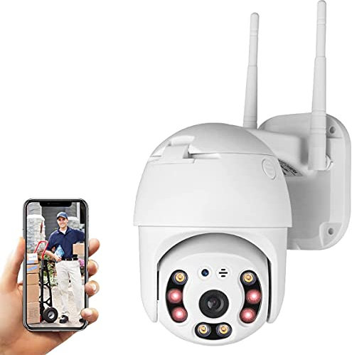 AntDau71 - PTZ - Cámara de vigilancia con wifi externa, 1080P IP Cam, sin cables, 355°/90°, 40 m, visión nocturna, audio de 2 vías, detección de movimiento, mensaje Push App ICSee en idioma italiano