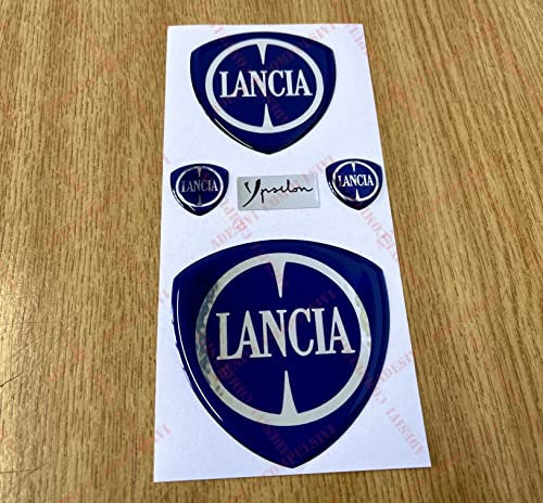 YPSILON logo anteriore, posteriore + 2 stemmi laterali. Per cofano e baule. Adesivi resinati, effetto 3D. Fregi colore Blu-Cromo. Dal 2007 in avanti