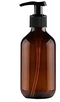 JIHUOO Brown Refillable Pump Dispenser, 300 ml Shower Gel Bottle, Hand Soap Dispenser, Nickel Free, Cylindrical, 16.3 cm x 7.6 cm