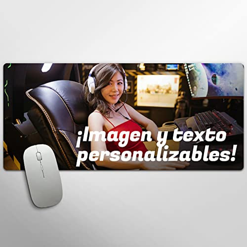 Tenvinilo | Alfombrilla Ratón Personalizada Gaming | Imagen y Texto | Accesorios Ordenador | Regalo Original | Antideslizante | Impermeable | Lavable | Ecológica | 90x40cm | Fabricado en España