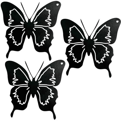 Rostikal 3er Set Schmetterlinge Deko 12 cm Wanddeko Metall Gartendeko Figuren