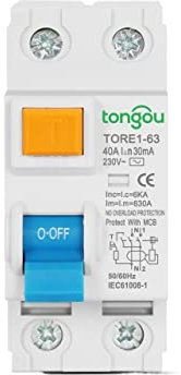 FIQARO Disjoncteur,Disjncteurs éLectriques 2P 16A 63A 10mA 30mA 100mA 6KA 230V disjoncteur à Courant résiduel électromécanique disjoncteur différentiel Interrupteur de sécurité