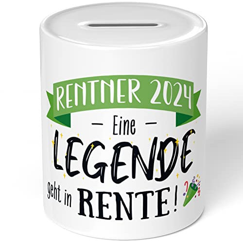 JUNIWORDS Spardose Sparbüchse, Rentner 2024 Eine Legende geht in Rente! (1008166)