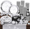 121 Pcs Disco Party Decor Supplies Includes 25 Pcs Disco Balls 25 Set 70s Silver Balls Paper Plates Cups Napkins and Table Runner for 80s 90s Groovy New Year Party Wedding Birthday(Black, Silver)