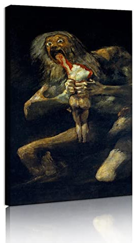RUIHOME Decor Großer Saturn verschlingt seinen Sohn 1823 Wandkunst Leinwand Francisco de Goya Druck Wandmalerei Moderne Wohnkultur gestreckt Bereit zum Aufhängen 95x55cm Innenrahmen