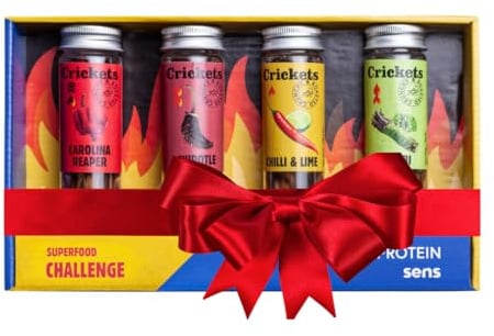 Sens Essbare Insekten Snack für Menschen, Geröstete Grillen Protein Snack, Crunchy Party Mix, Insektennahrung Probierset, Party Challenge Geschenkidee (Carolina Reaper, Wasabi, Chipotle)
