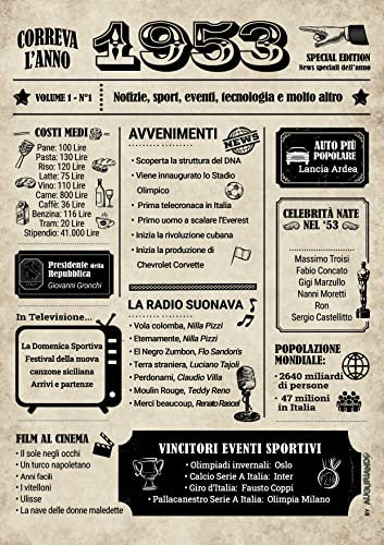 Auguriando Tarjeta de felicitación cumpleaños 70 años ideas regalos hombre mujer originales Max tarjetas idea regalo setenta años Gadget bromas divertidas (1953)