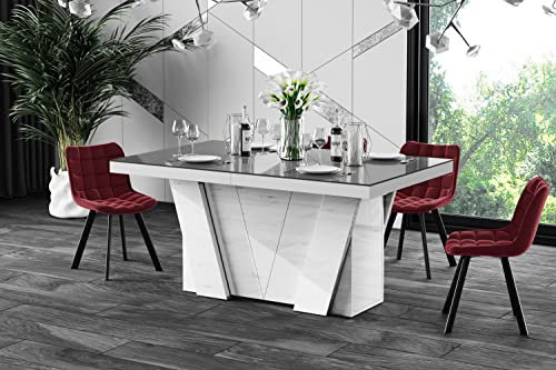 designimpex Design Konferenztisch Tisch HEG-111 Hochglanz XXL ausziehbar 160-412cm, Farbe:Grau Hochglanz - Weiß Hochglanz