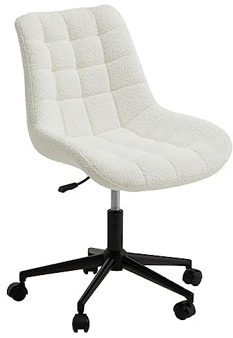 IDIMEX Drehstuhl Task mit Bouclé Stoffbezug weiß - höhenverstellbarer Bürostuhl mit Rollen, stabiles Metallgestell