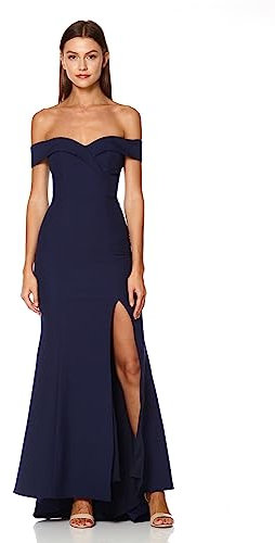 Jarlo London Damen Bella Bardot Maxikleid Kleid, Navy, 34