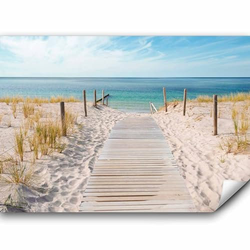 murando PREMIUM Papier peint intissé La Ville 450x315 cm Non-tissé Décoration trompe l oeil moderne Design murale salon chambre bureau nature ciel mer pont le quai plage c-A-0054-a-b