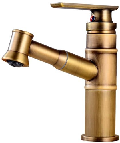 Waschbecken Armatur Badarmatur Heiß- Und Kaltzugtyp Retro-Vollkupfer-Bronze Erhöhtes Waschbecken Aufsatzwaschbecken Nach Hause Braun Kurz