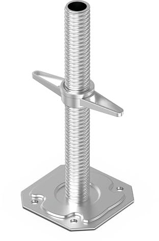 Scafom-rux Gerüstspindel [50cm Länge] Gerüst Füße - Ø 38 mm höhenverstellbare Füße - Schwerlastfüße - Füße höhenverstellbar - Stabile Fussplatte & Gewindefußplatte feuerverzinkt