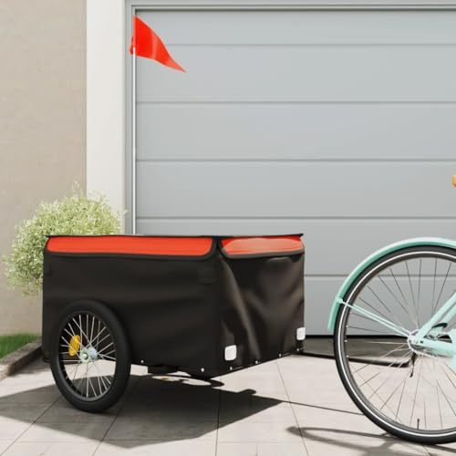 ARKEM Lastenanhänger Schwarz und Orange 45 kg Eisen fahrradanhänger Kupplung mopedanhänger kajak Wagen