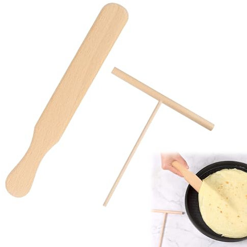 Crêpes en Bois Spatule,Spatule Crepe,Crepes Distributeurs,Crepiere Râteau,Etaleur Crepe Épandeur,Kit Crêpes,Outil pour Étaler les Crêpes,Étaleur de Pâte,Outil Applicateur de Spatule 2 Pièces Tokaneit