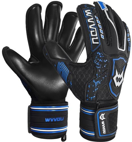 WVVOU Torwarthandschuhe für Jugendliche und Erwachsene, Pro-Level Torwarthandschuhe, Hochleistungs-Fußballhandschuhe mit Pro-Tek-Fingerschutz, 4+3mm Super Grip für die härtesten Paraden