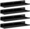 Lifewit Floating Shelves for Wall, 4 Pack Black Plastic Shelf 38.1cm Room Decor for Bookcase/Vinyl Record Display/Photo/Picture in Bedroom, Living Room, Bathroom, Kitchen Storage and Organization