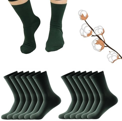Calcetines Lisos Bajos. 85% Algodón. Unisex Niño, Niña. Modelos para Uniformes, Colegio, Trajes, Ejecutivos. Pack 6 Pares Transpirables. (FR/ES, Números, 28, 35, Regular, Verde Oscuro)