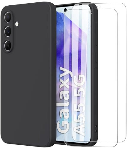 MOONESS Coque pour Samsung Galaxy A55 5G 6.6,Silicone Liquid Compatible avec Samsung Galaxy A55 5G,Étui de Protection Antichoc Housse Case Cover - Noir