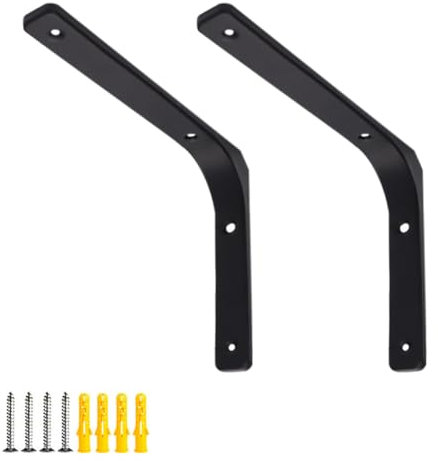 FEEIMOL 2 Pezzi Staffe per Mensole Pesanti Supporto Mensole L Forma 90 Gradi Angolare Staffa Mensola Muro Reggimensola con Viti per Scaffali Casa Cucina Ufficio Nero 25x20cm