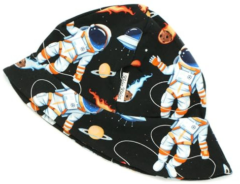 Kleine Könige Sonnenhut Sommer Mütze Baby Jungen · Modell Rakete Weltall Raumfahrer Luke schwarz · Ökotex 100 Zertifiziert · Größe 74/80