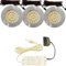 3er Set LED Möbel Einbauleuchten 12V ultra flach 2.4W Einbauleuchten Mira 190lm mit LED Trafo und 230V Zuleitung 3000K Warmweiß Lochausschnitt: 58 bis 60mm Silber Plug and Play Spots Ø=65,5 X 10,7mm